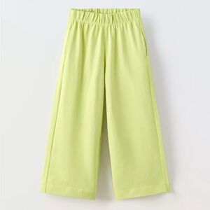 Zara Girls Basic Wide Leg Pants Lime Green Size 9